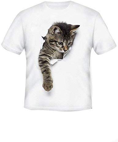 Women's and Men's Summer Cat Printed T Shirts 3D Cat Cute Valentine Tee Shirts Graphic Family T Shirts Tops Kids White 6