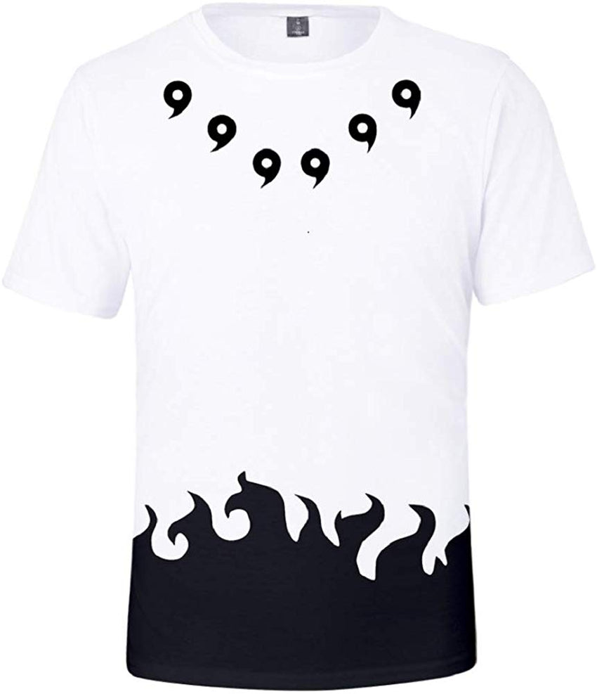 Men's Novelty Tee Tops 3D Printed Cosplay Costumes with The Japanese Anime Naruto T Shirts Black Comma