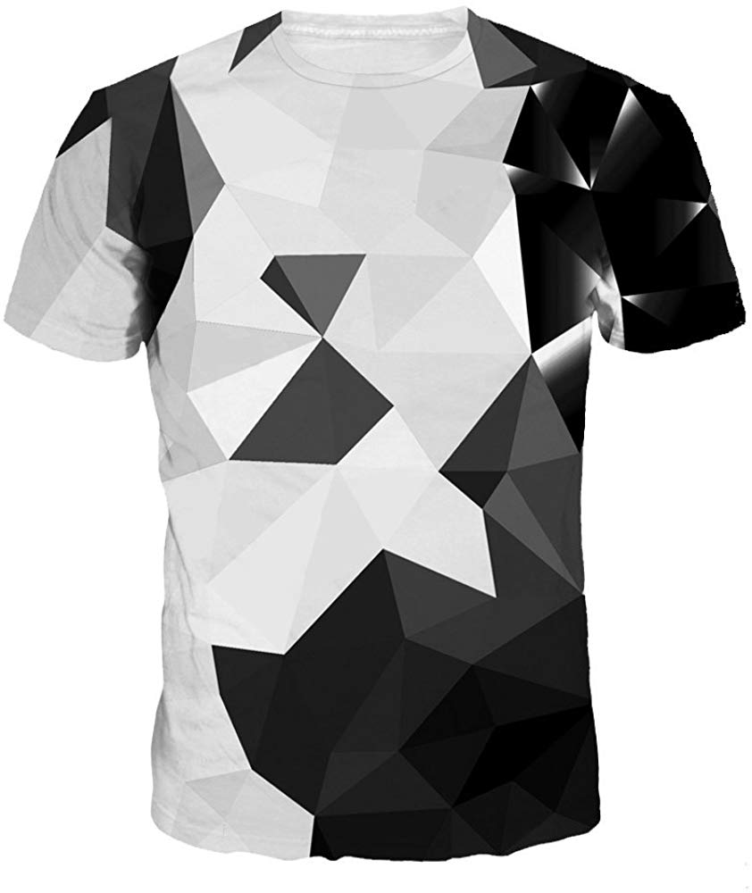 Unisex 3D Print Short Sleeve T Shirt Fashion Couple Tees White/Black