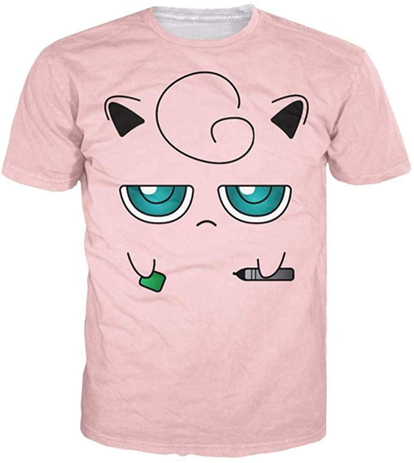 Women Jigglypuff Face 3D Shirts Cosplay Casual Tops Printed Casual T Shirt Nature