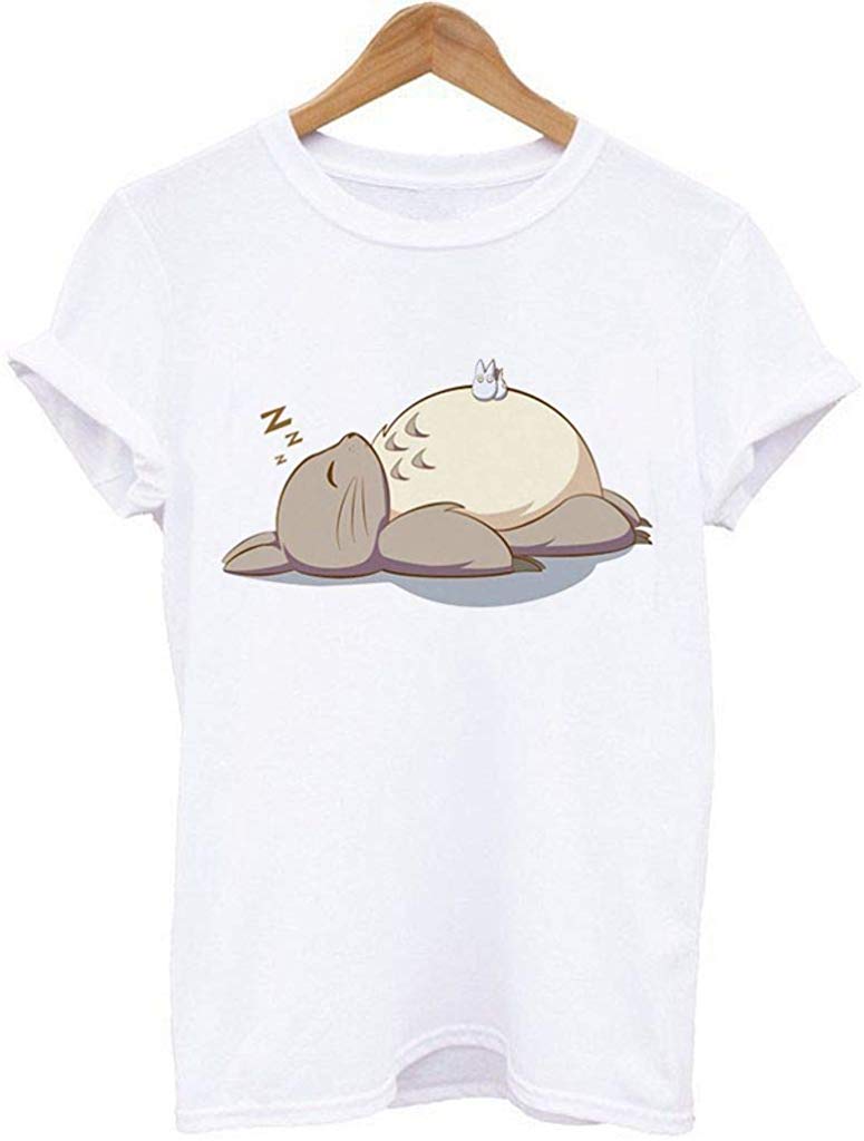 T Shirt Women Tops Tees Harajuku 3D Short Sleeve Totoro Print Funny Women Tees Tops Nature