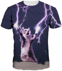 Unisex 3D Print Short Sleeve T Shirt Fashion Couple Tees Thunder Cat