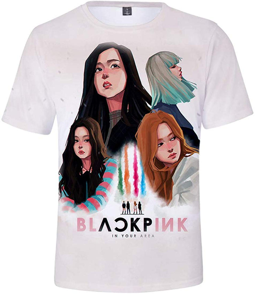 Kpop Printing T Shirt Jisoo Jennie Rose Lisa Jisoo Shirt Tee For Womens Mens White a