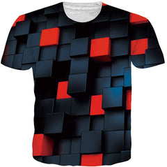 Unisex Cool Novelty 3D Graphic Print T Shirts Summer Short Sleeve Crewneck Tees Casual Tops Colored Squares