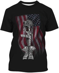 Unisex 3D Print Short Sleeve T Shirt Fashion Couple Tees Us Flag Power