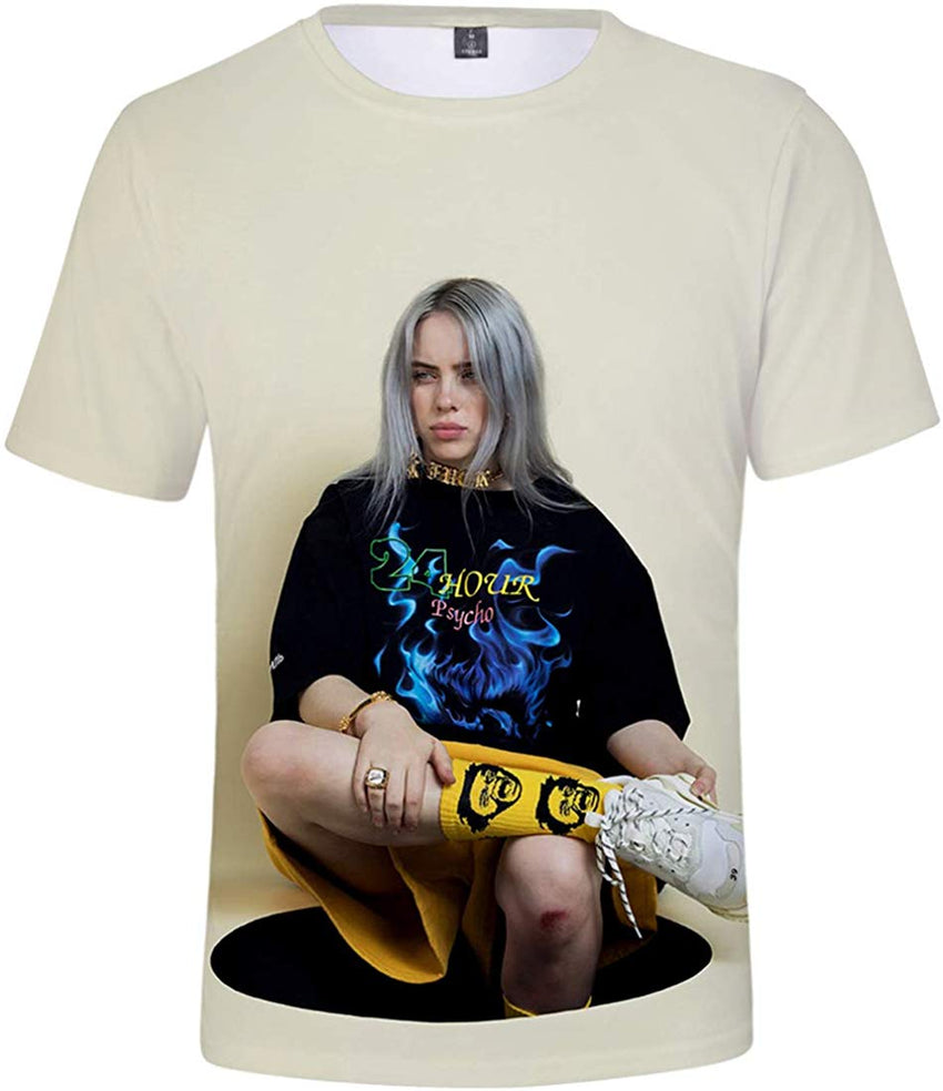 Women 3D Printed T Shirt Casual Tees for Music Fans Beige