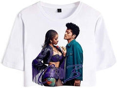 Female Rapper Cardi B 3D Casual Exposed Navel Kawaii T Shirt for Womens Crop Tops F