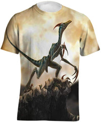 Men's Personality 3D Printed T Shirt,Dinosaur,Piranha,Dog,Elephant,Printing Short Sleeve Fashion Tee Little Dinosaur Color