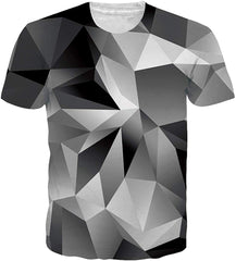 Unisex 3D Printed Summer Casual Short Sleeve T Shirts Top Tees S XXL Black geometric