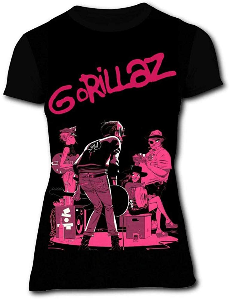 Fashion Gori llaz T Shirt for Women Short Sleeve Girls Shirts Tees Tops Black