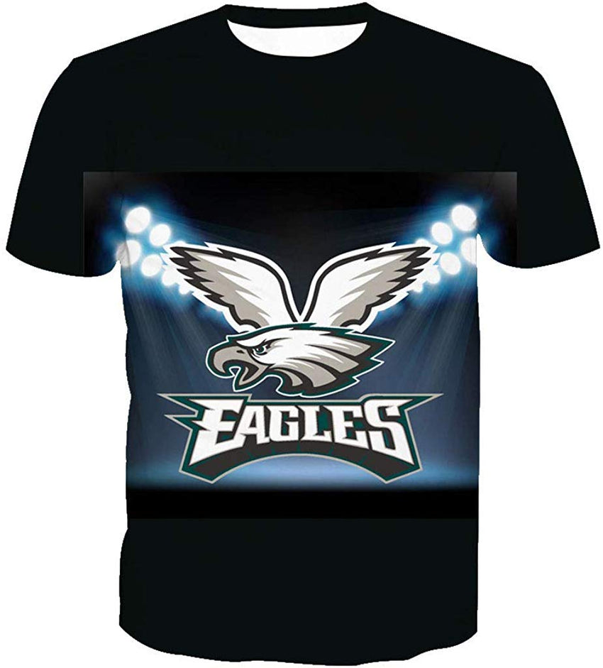 Men's Short Sleeve 3D Digital Print Philadelphia Eagle Football Team Summer T Shirts Nature