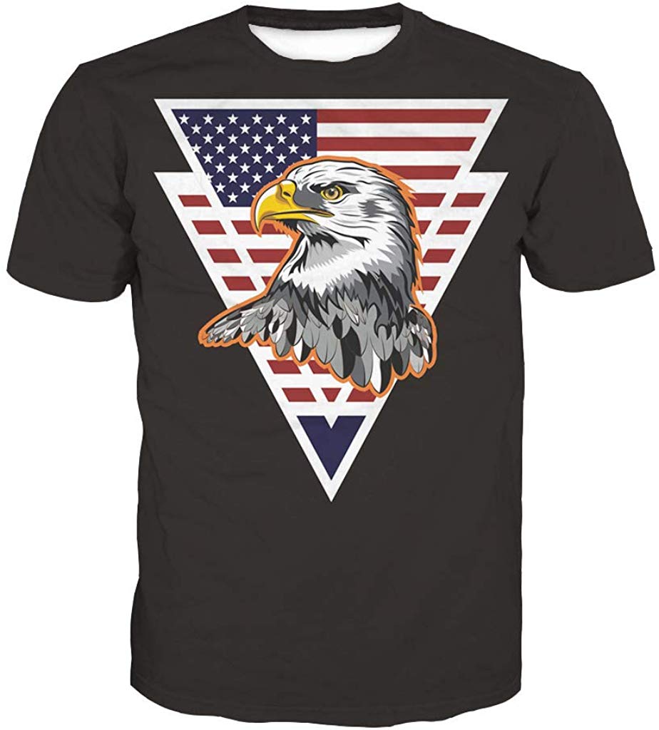 Unisex 3D Novelty Tshirts Men Graphic Funny Tees Printed Crewneck Short Sleeve Summer Top T Shirts Usa eagle