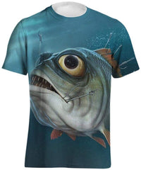 Men's Personality 3D Printed T Shirt,Dinosaur,Piranha,Dog,Elephant,Printing Short Sleeve Fashion Tee Piranha Color