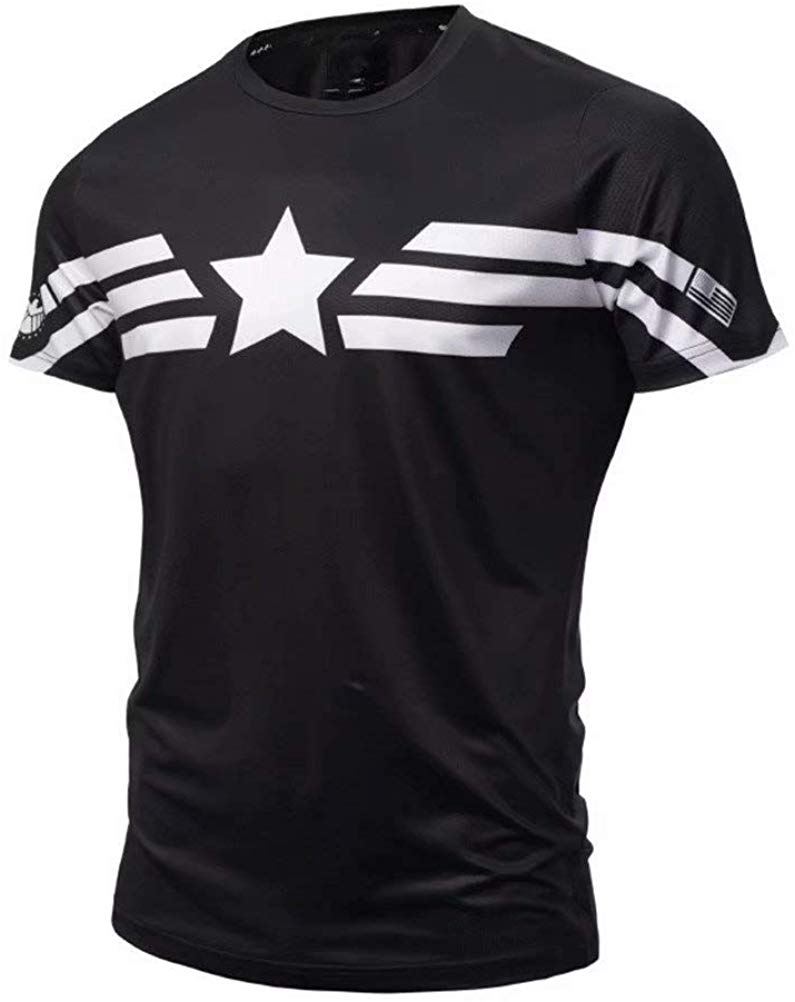 Mens Sport Compression Shirt Men Fit Tight Bodybuilding T Shirts Tops Color D