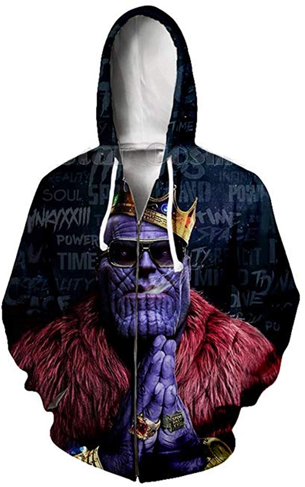 3D Unisex 3D Printed Spiderman Venom Villain Skull T shirt Funny Thanos Zip