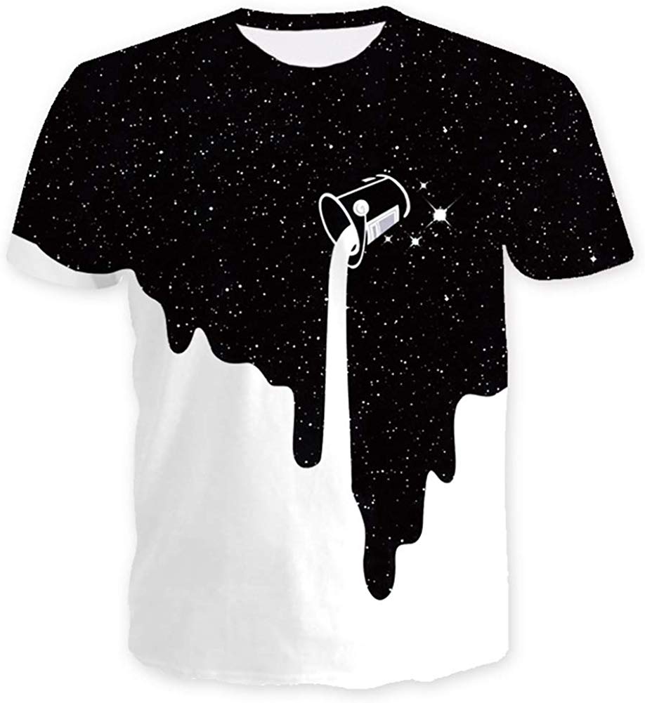 Fashion Mens 3D Digital Printed Design Pattern T Shirts Top Tees Milk