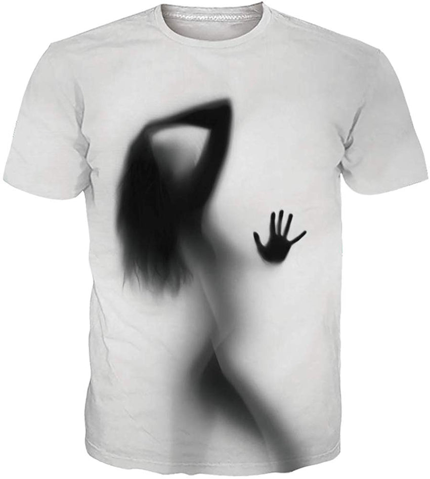 Mens T Shirts 3D Graphics Print Short Sleeve Funny Summer T Shirts Shadow