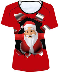 Women' Girl's T Shirt with Animl Cat Dog Print Xmas santa Claus
