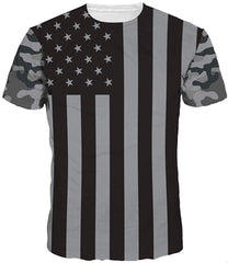 Sanatty Unisex Womens Mens Summer T Shirts Graphic 3D Galaxy T Shirts Tops Couple Tees Grey Flag
