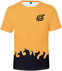Men's Novelty Tee Tops 3D Printed Cosplay Costumes with The Japanese Anime Naruto T Shirts Yellow Rune