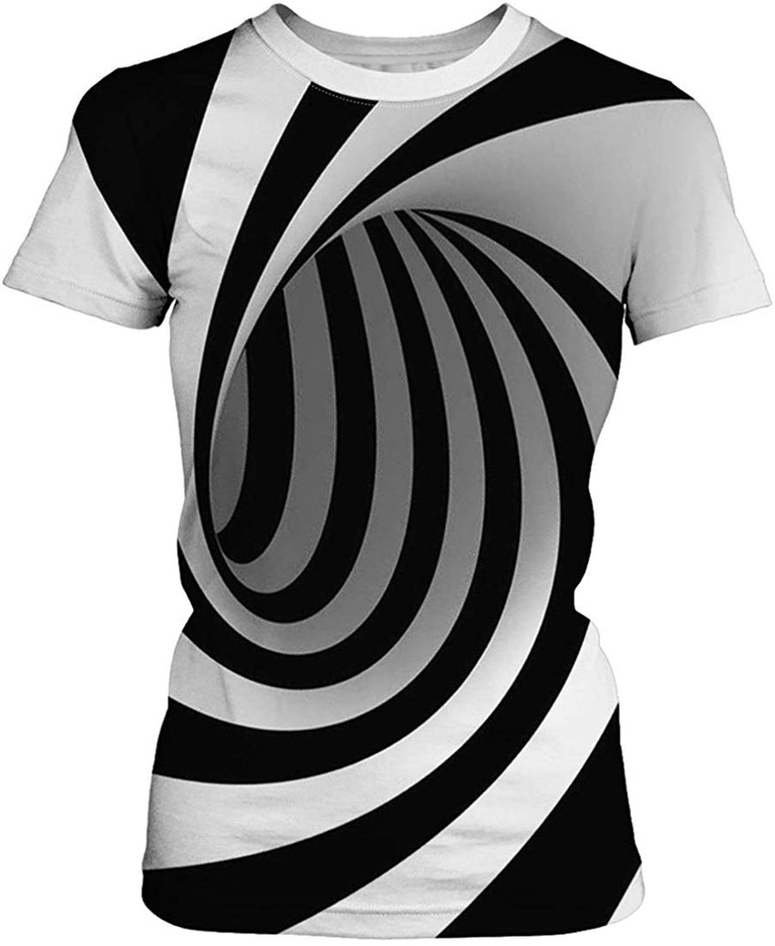 Women Summer T Shirt 3D Pattern Print Funny Short Sleeve Tee Couple Shirt Vortex c