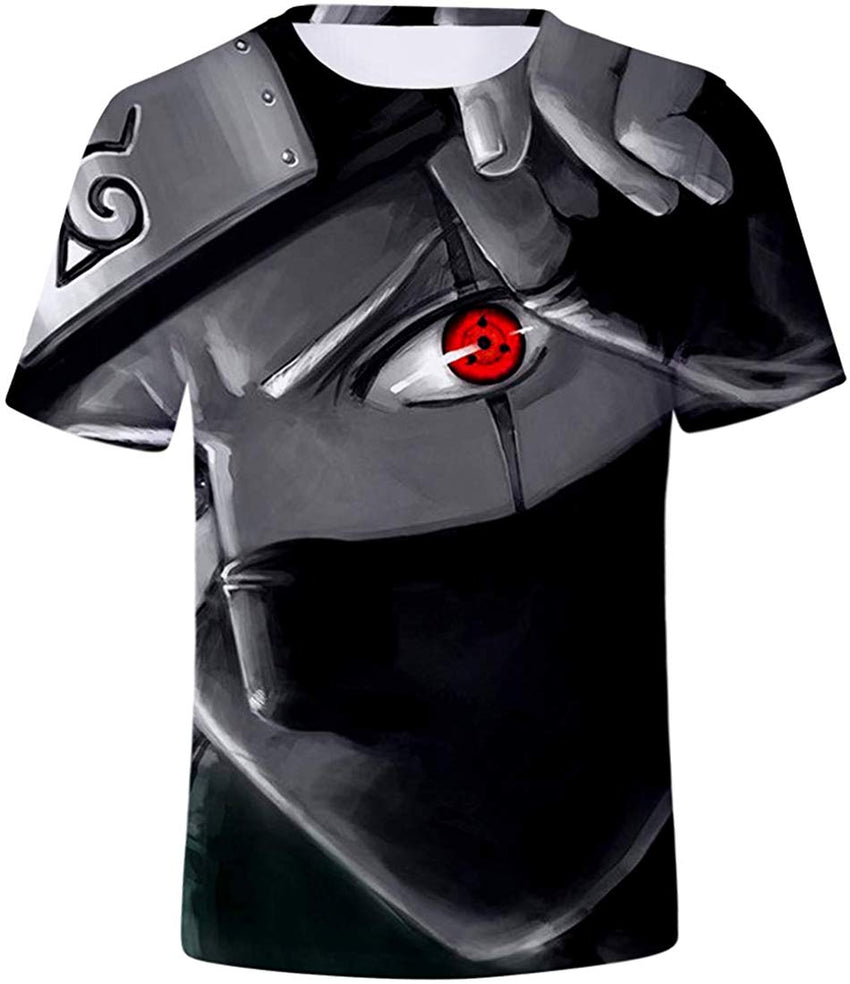 Unisex Novelty Tee Tops 3D Printed with The Japanese Anime Naruto T Shirts for Men Women Red Eye