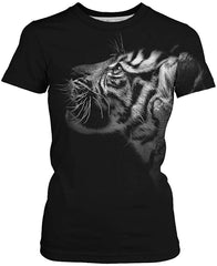 Velynce Unisex Thin Shirts Stylish 3D Digital Printed Lion Skull Casual Personality T Shirts Couple Clothing White Tiger #A1