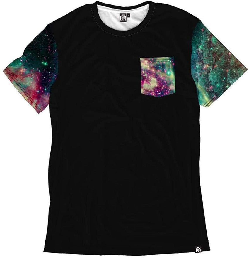 Men's Casual Short Sleeve Vibrant Tee Shirts Space Fade Pocket