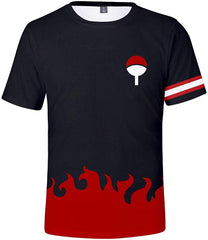 Men's Novelty Tee Tops 3D Printed Cosplay Costumes with The Japanese Anime Naruto T Shirts Fire Uchiha