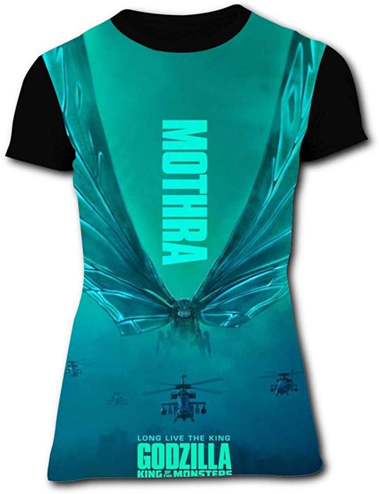 Women's Flying Mo thra 3D Print Classic Short Sleeve T Shirt Black