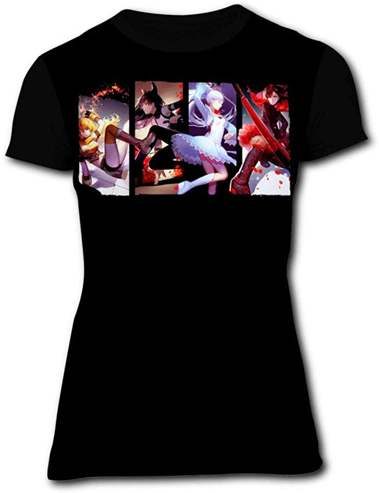 Women's RWBY Color Girl 3D Print Classic Short Sleeve T Shirt Black