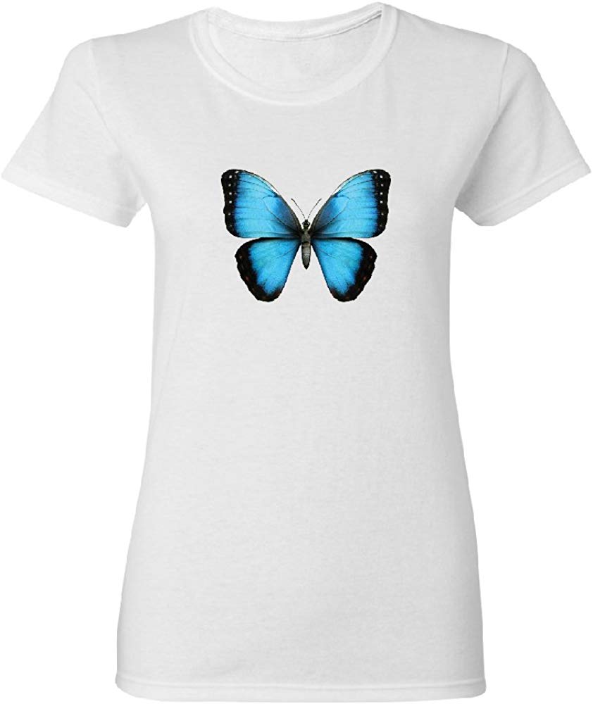 3D Morpho Butterfly Women's T Shirt Tee White