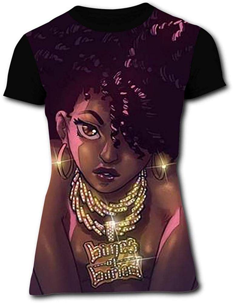 Women's T Shirts Melanin Shades Black Empowerment Pride 3D Floral Print Casual Tops for Women Tees Black