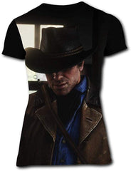 Mo rgan Smile Red Dead Rede mption 2 Women's T Shirt Classic 3D Crew Neck T Shirt Tops Short Sleeves Tees Black