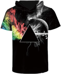Unisex 3D Printed Pullover T shirt Short Sleeve Casual T Shirt Galaxy Space Creative Graphic Hooded Shirts Triangle