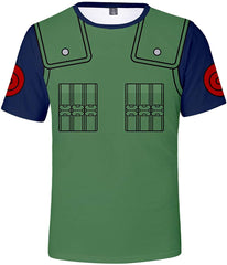 Men's Novelty Tee Tops 3D Printed Cosplay Costumes with The Japanese Anime Naruto T Shirts Green Kakashi