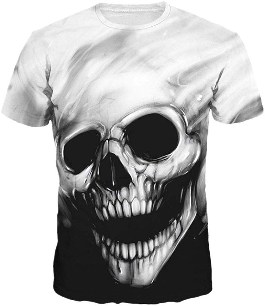 Unisex 3D Wolf T Shirts Couples Summer Short Sleeve T Shirts Casual Tees Skull Face