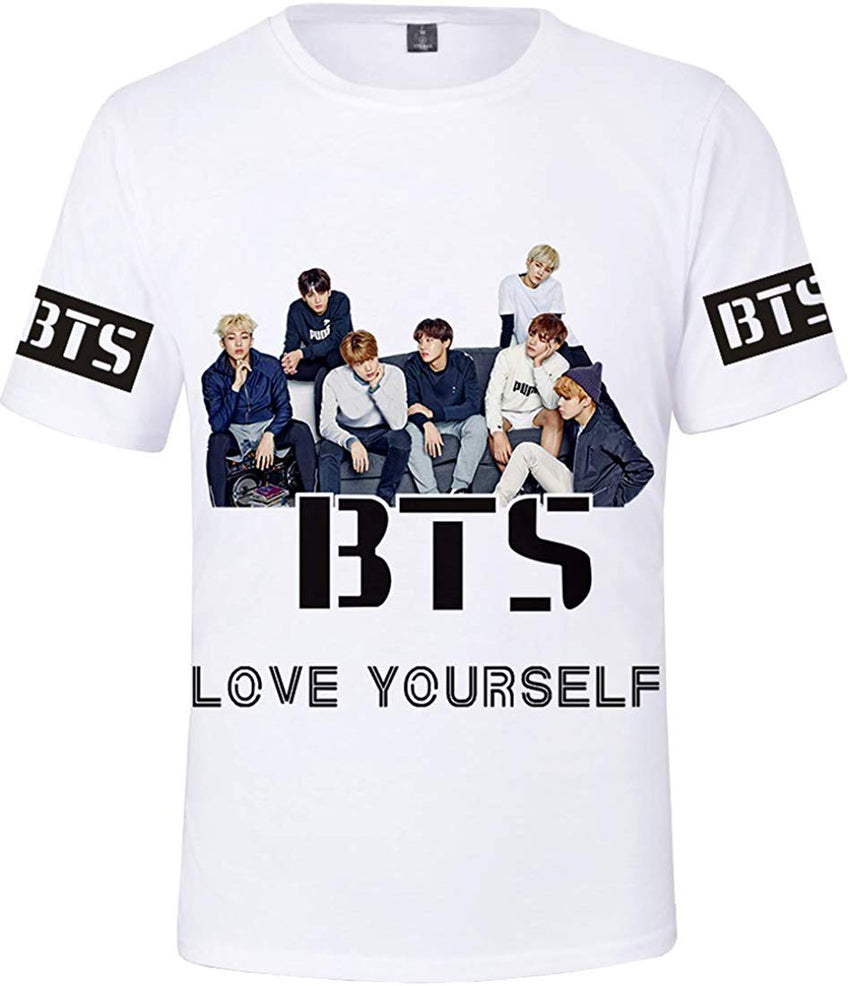 Women's Novelty T Shirts Kpop BTS Tee Tops Bangtan Boys 3D Printed Shirts J Hope RM Jimin V Jung Kook Love Yourself w