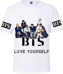 Women's Novelty T Shirts Kpop BTS Tee Tops Bangtan Boys 3D Printed Shirts J Hope RM Jimin V Jung Kook Love Yourself w
