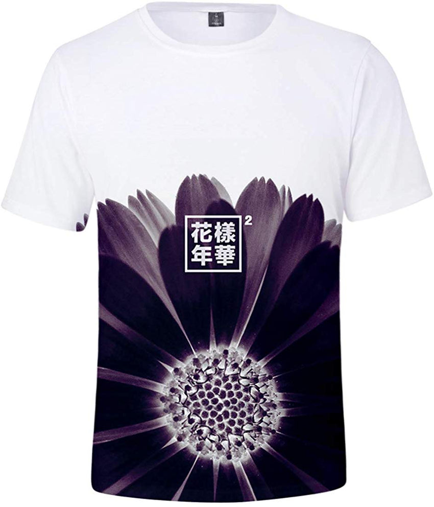 Women's Novelty T Shirts Kpop BTS Tee Tops Bangtan Boys 3D Printed Shirts J Hope RM Jimin V Jung Kook Flower
