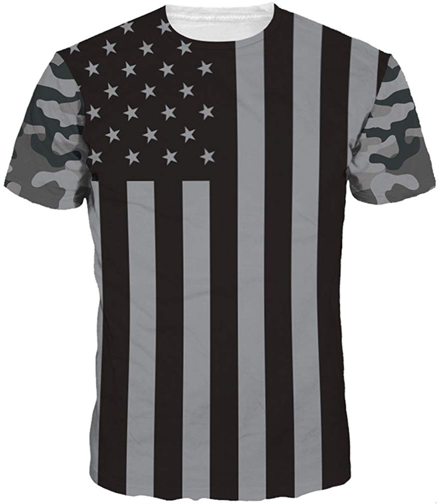Unisex Men 3D Printed Casual Summer Short Sleeve T Shirts Tees Flag