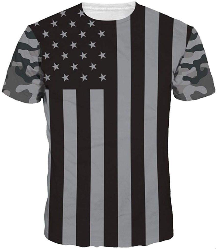 Unisex Men 3D Printed Casual Summer Short Sleeve T Shirts Tees Flag