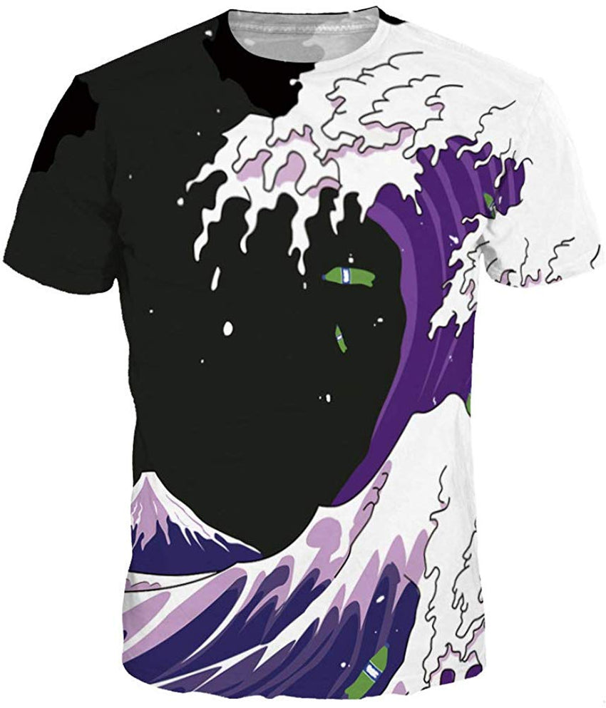 Men's 3D Print T Shirt Animal Adult Funny Novelty T Shirt Young Men Tee Short Sleeve Crew Neck Wave02