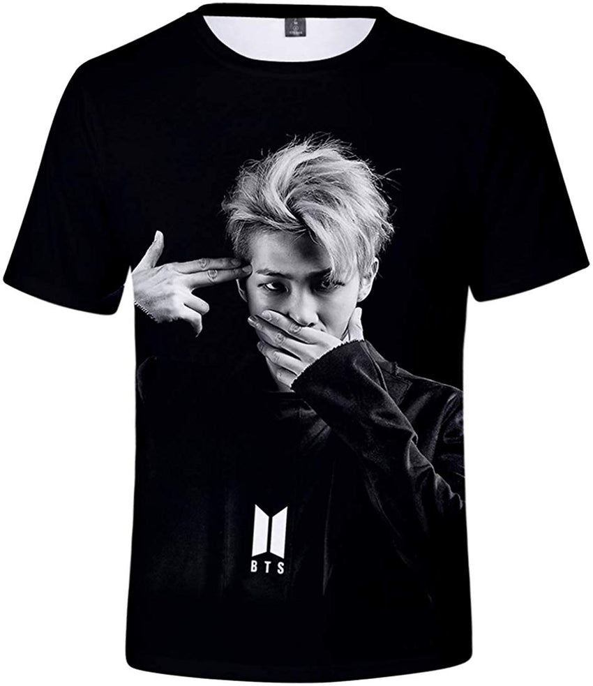 Women's Novelty T Shirts Kpop BTS Tee Tops Bangtan Boys 3D Printed Shirts J Hope RM Jimin V Jung Kook Gun