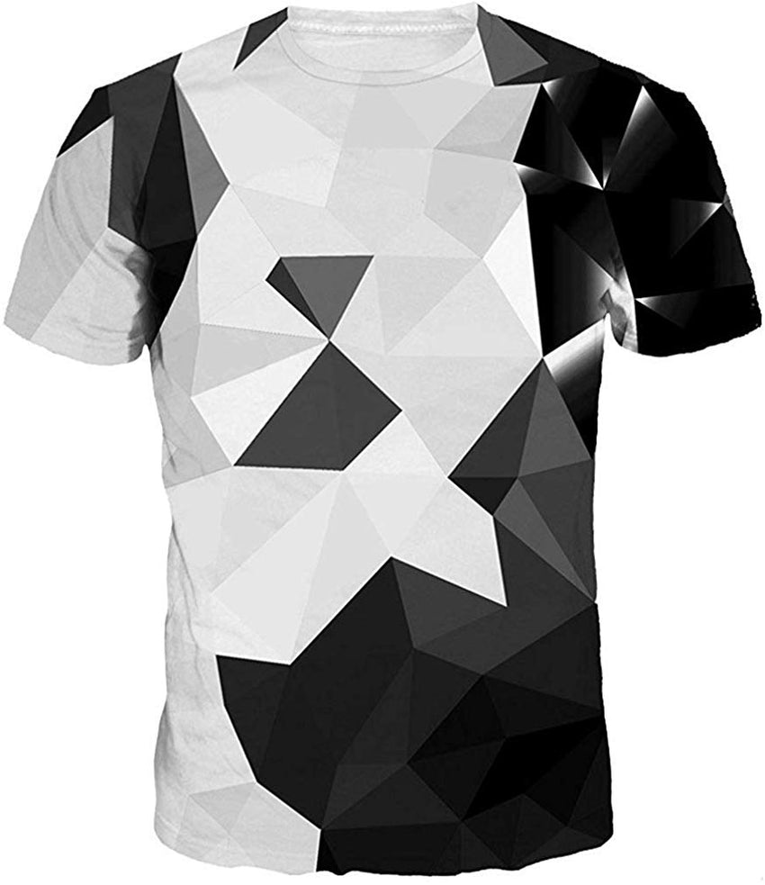 Men's Colorful 3D Animal Galaxy Print T Shirt Short Sleeve Fashion Casual Tees Gradual Black Crystal