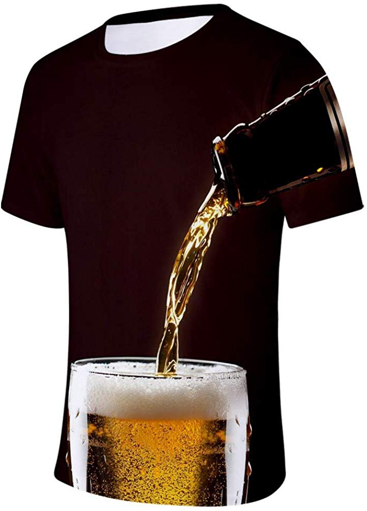 OrchidAmor 2019 Unisex Men's Womens Graphic 3D Galaxy Flood Printed Short Sleeved T Shirt Top Blouse Tees Coffee