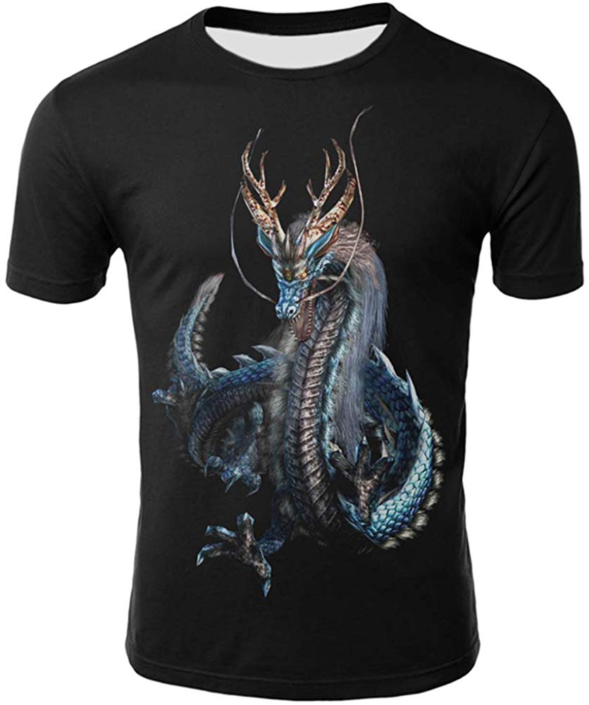 Men's Dragon 3D Printed Short Sleeve Fashion T Shirt,6 Colors,M 3XL The Chinese Dragon