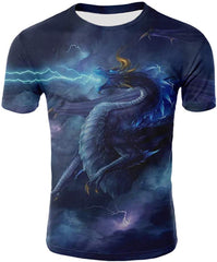 Men's Dragon 3D Printed Short Sleeve Fashion T Shirt,6 Colors,M 3XL Spray Electric Dragon
