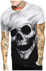 Mens T Shirt Skull 3D Printing Tops Tees Shirt Short Sleeve Black