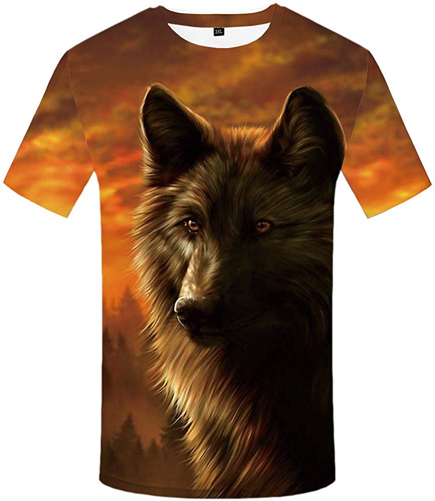 Unisex 3D Printing Graphics Wolf Shirt for Men Animal T Shirt Skull Shirts Wolf Shirt